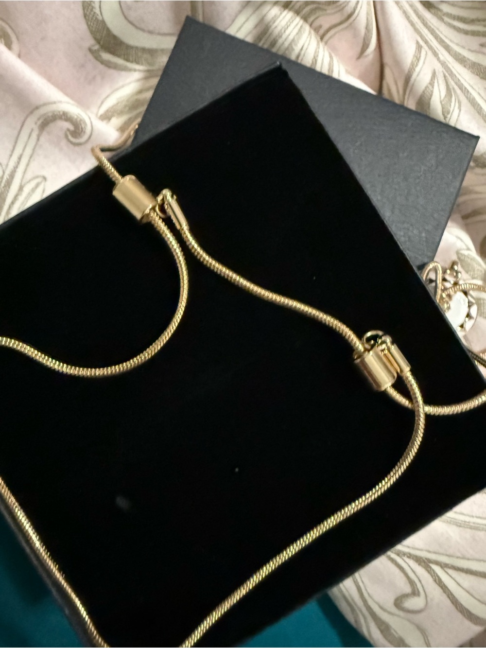 Gold and White Teapot Pendant Necklace 36” Adjustable Locket - Picture 7 of 12